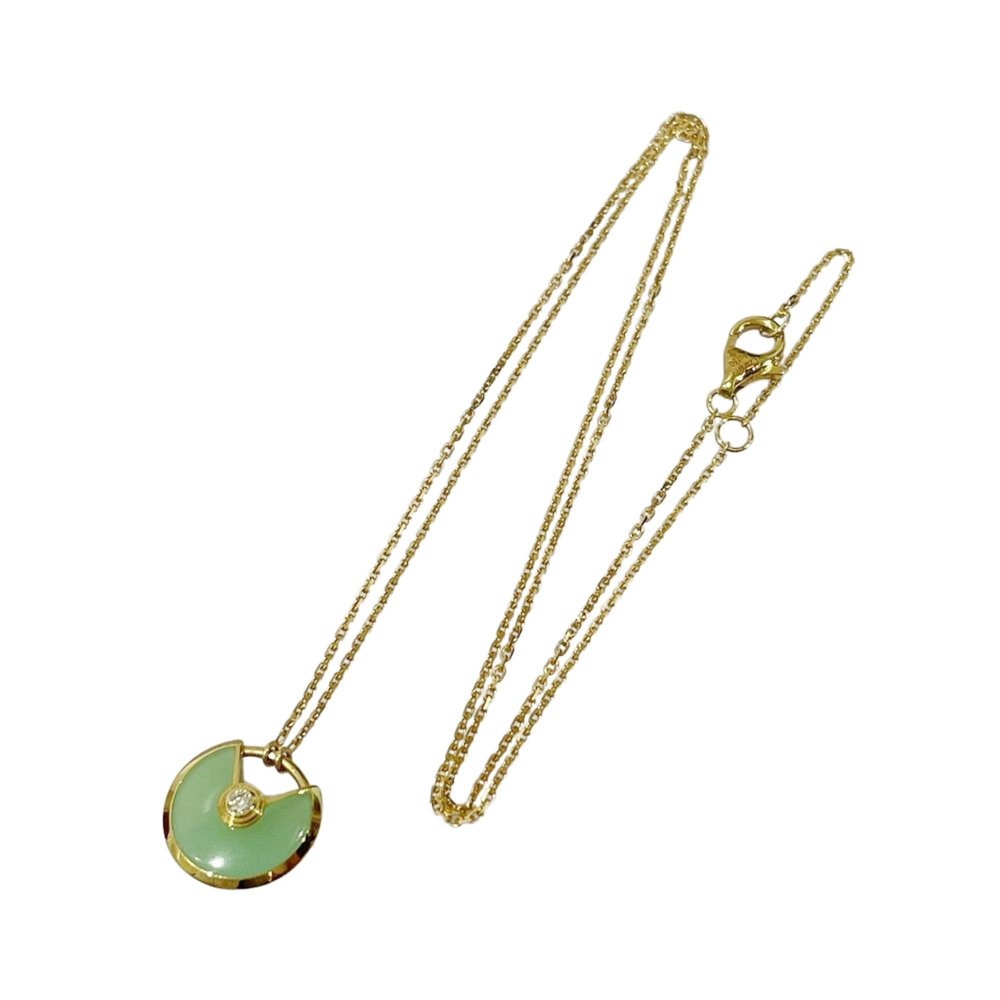 CARTIER K18YG Diamond Necklace Amulet XS de Cartier Chrysoprase Women's 20485519 - Picture 5 of 7